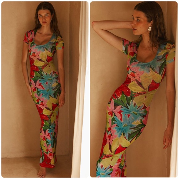 RESA Dresses & Skirts - RESA Nari Maxi Dress In Tropicana Floral Mesh Tropical Size Medium